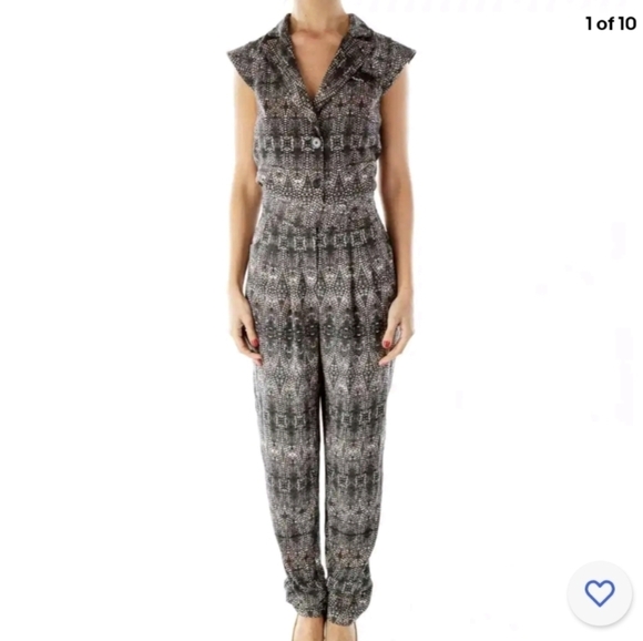 Charlie Jade Womens Snake Print Jumpsuit Small Utility Cap Sleeve Black Gray NWT - Picture 16 of 16